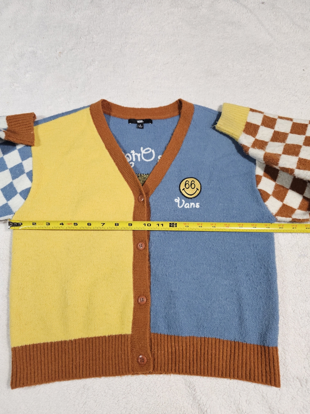 Vans Off The Wall Dusk Downer Checkered Cardigan Sweater Button Woman’s Size S - Picture 14 of 15